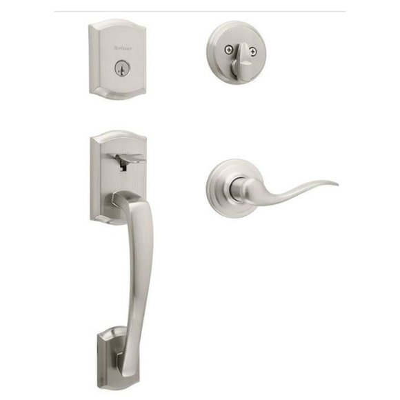 Kwikset 98180-021 Prescott Single Cylinder Front Door Handleset w/Deadbolt - Picture 1 of 3